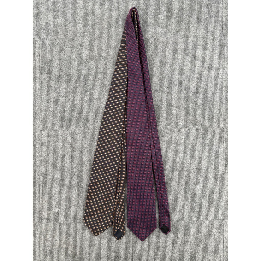 Brooks Brothers 346 Mens Silk Tie Lot 2 Navy Orange Burgundy Geometric Pattern